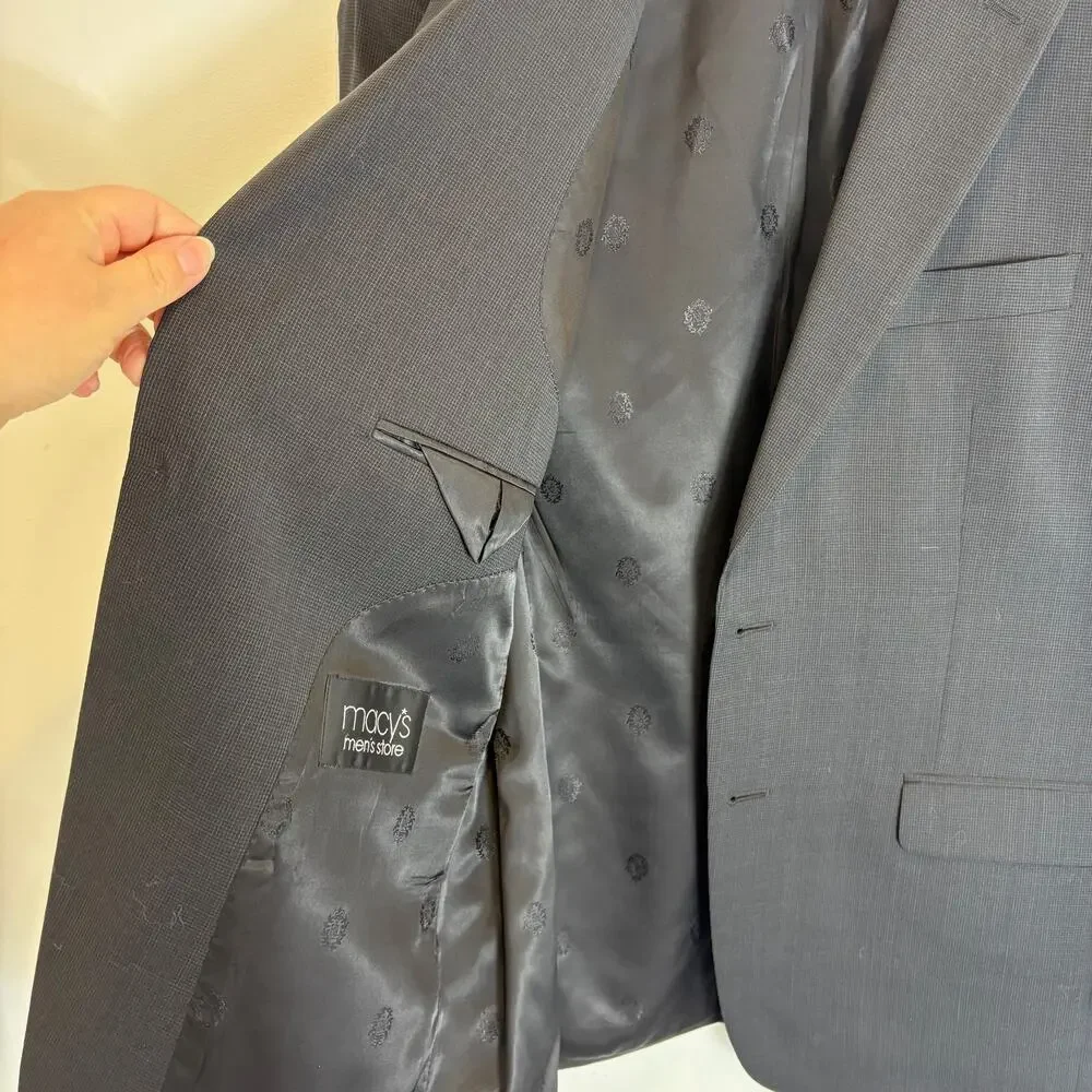 Lauren Ralph Lauren -Black Fine Cross Hatch Pattern Wool Suit Jacket- Size 40S